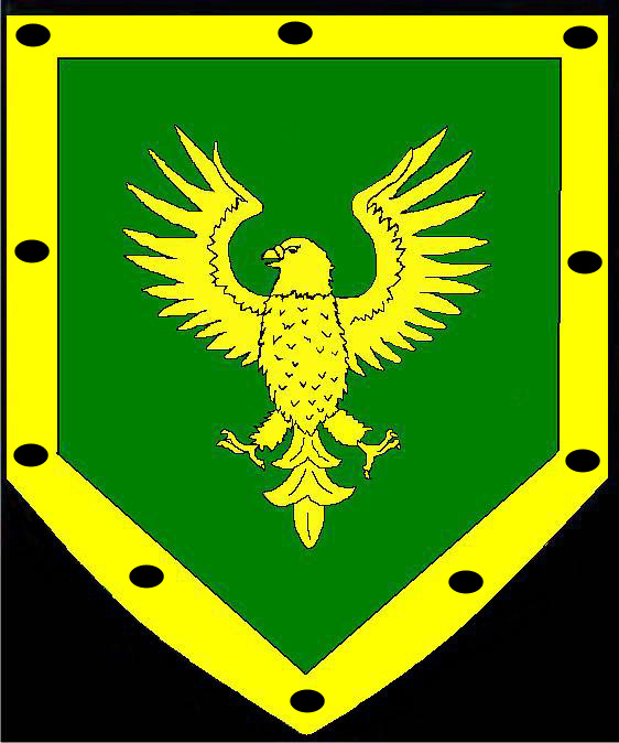 Vert, an eagle Or and a bordure Or pellety.