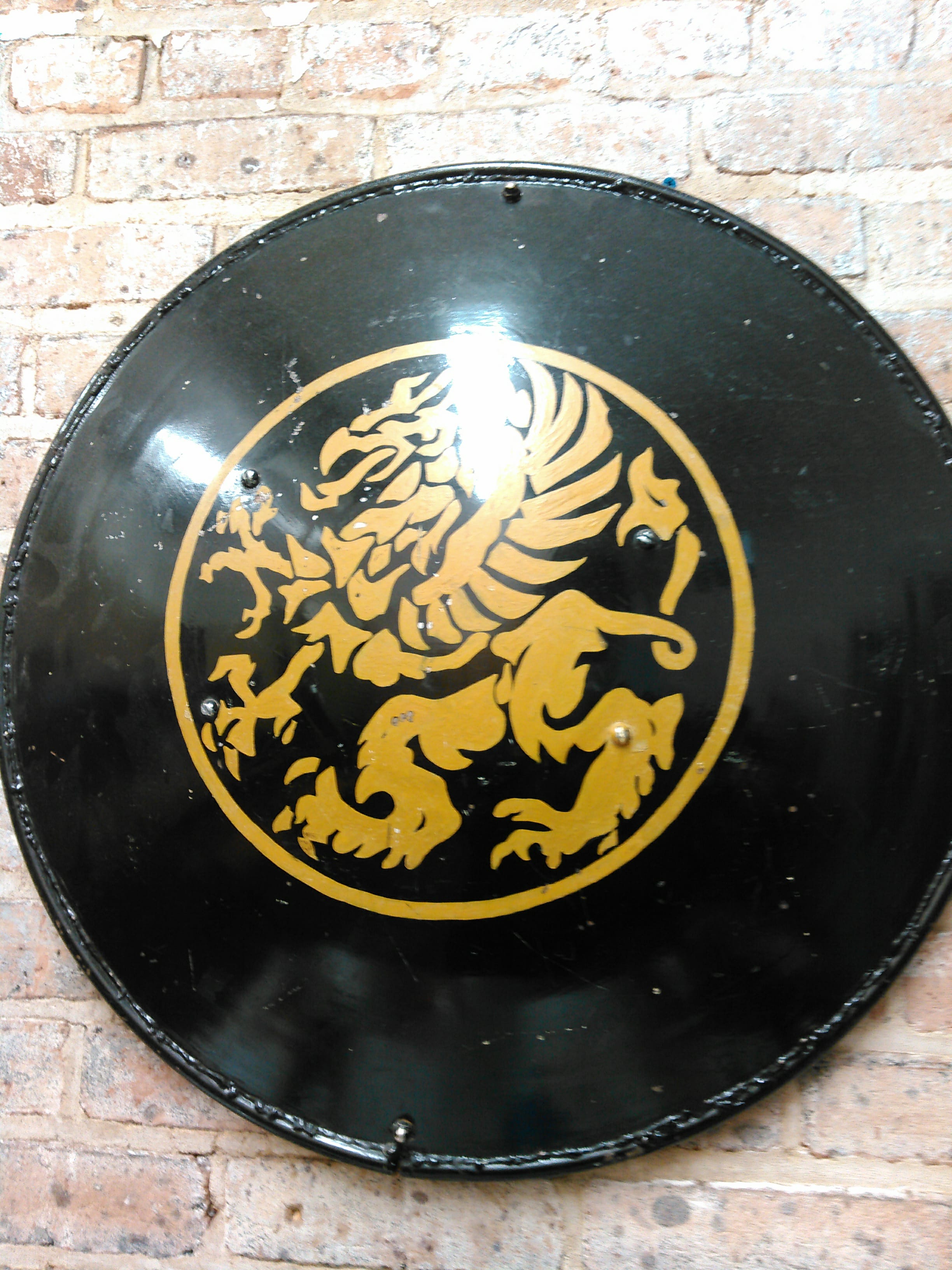 photograph of Gordon Rede's round shield